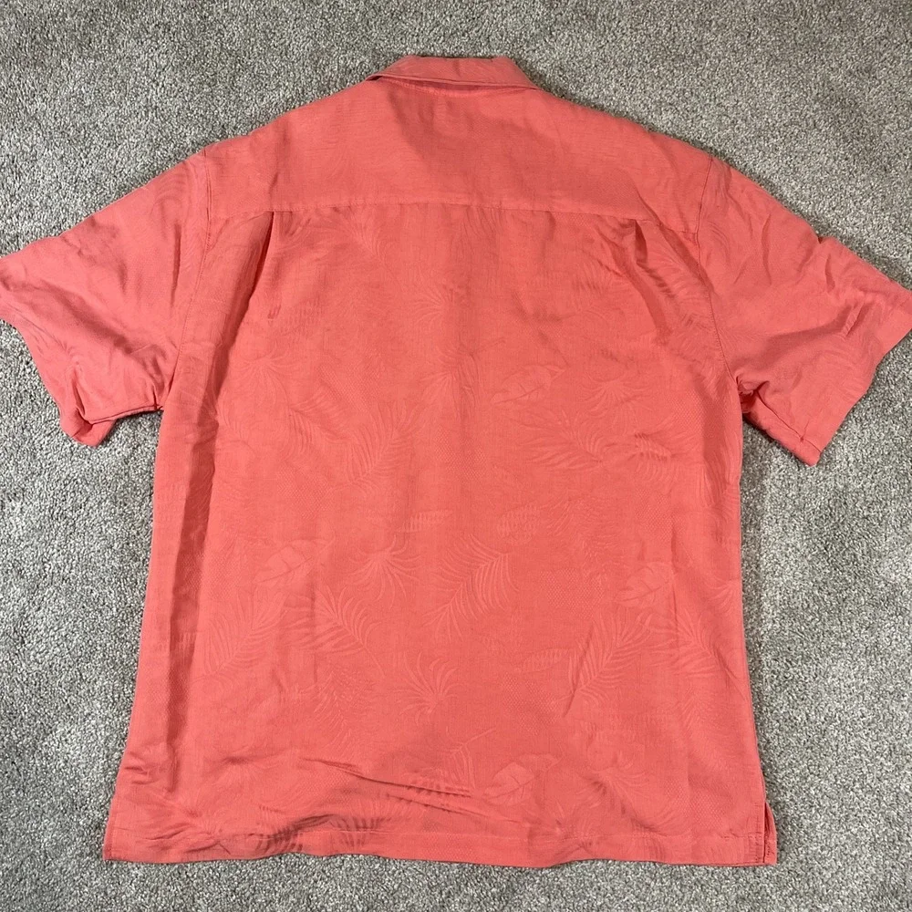 Joe Marlin Hawaiian Shirt XL Pink Palm Leaves‎ Design Coconut Buttons - Picture 2 of 8